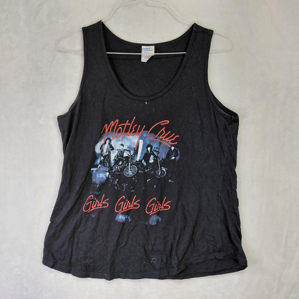 Motley Crue Girls Girls Girls Band Graphic Tank Top Black Large Port & Company